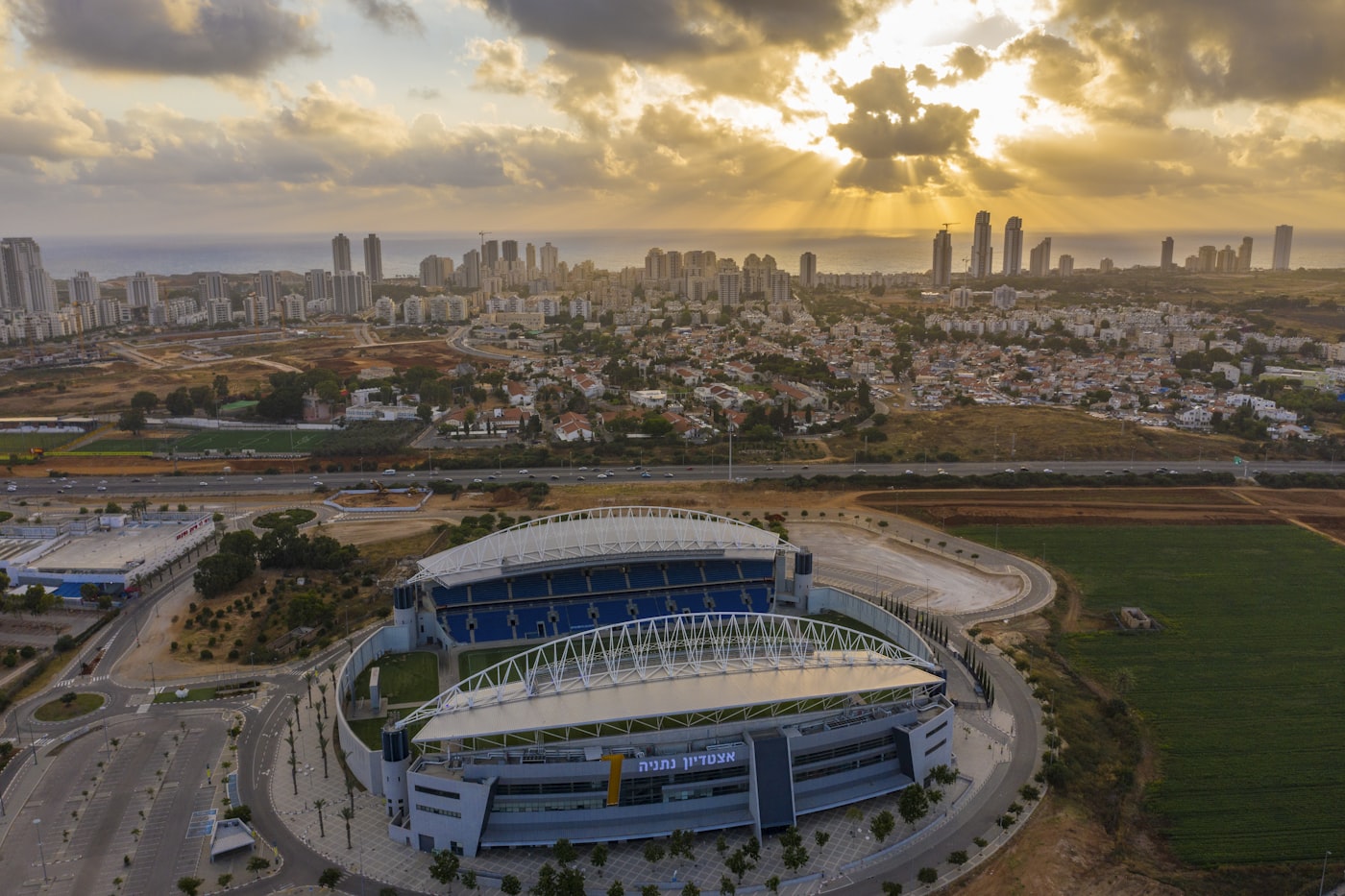 Football pitch and stadium seating